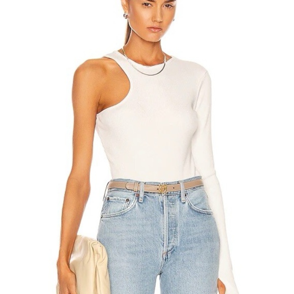 Agolde White Asymmetrical Bodysuit